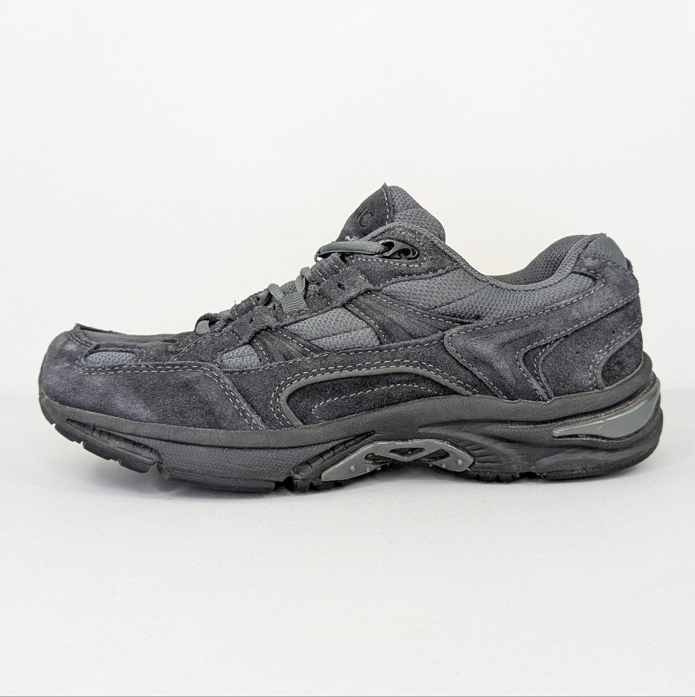 Vionic Walker Walking Shoes Womens Size 8.5 Black Gray Suede Leather Sneakers